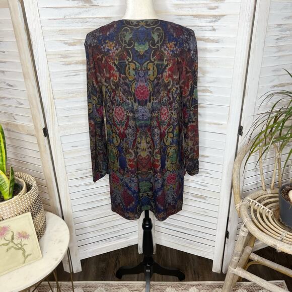 SOFT SURROUNDINGS Women's Pet L Poppy Feild Printed Dark Floral Tunic Top - Picture 5 of 16